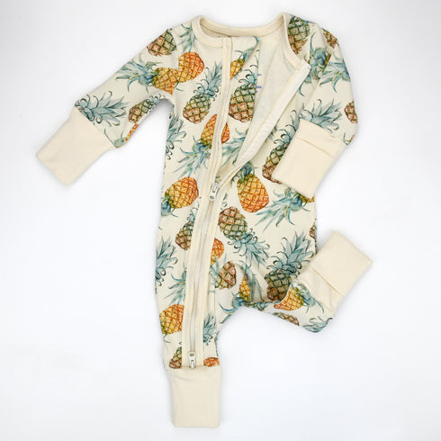 Organic Cotton Baby Pajamas 2-Way Zip Front Zipper Sleeper, Aloha Organic Earthy Clothing